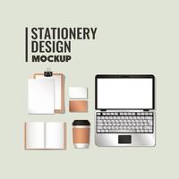 design mockup pacchetto completo di cancelleria vettore