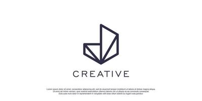 lettera d logo con creativo Linea artistica stile design premio vettore