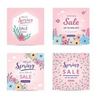 collezione primavera vendita modello con fiori in fiore bellissimi. banner di vendita. post sui social media di vendita di primavera. vettore