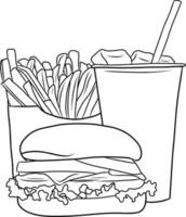 mano disegnato formaggio Hamburger isolato vettore