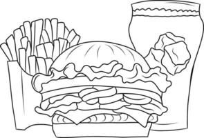 mano disegnato formaggio Hamburger isolato vettore