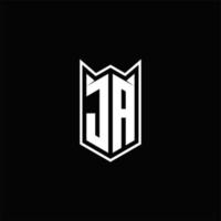 ja logo monogramma con scudo forma disegni modello vettore