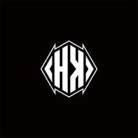 HK logo monogramma con scudo forma disegni modello vettore