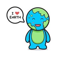 Simpatico personaggio mascotte di terra parla amore terra fumetto icona vettore illustrazione