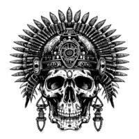 indiano guerriero cranio tatuaggio è un' potente e simbolico disegno, che rappresentano forza, coraggio, e il guerriero spirito di nativo americano cultura vettore