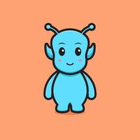 Carino blue alien mascotte personaggio dei cartoni animati icona vettore illustrazione