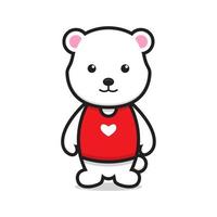 simpatico personaggio mascotte orso indossa maglietta d'amore vettore
