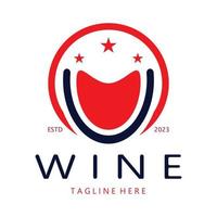 modello di progettazione del logo del vino.illustrazione vettoriale di icona-vettore