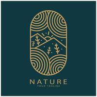 natura vettore logo. con alberi, fiumi, mari, montagne, attività commerciale emblemi, viaggio distintivi, ,ecologico Salute