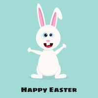 contento Pasqua carta con divertente coniglietto. vettore