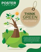 Semplice Pensare Green Poster Design vettore