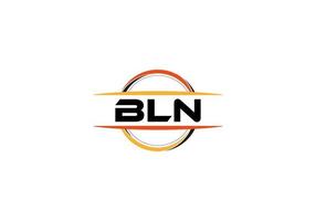 bln lettera reali ellisse forma logo. bln spazzola arte logo. bln logo per un' azienda, attività commerciale, e commerciale uso. vettore