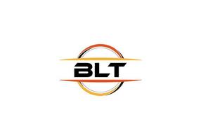 blt lettera reali ellisse forma logo. blt spazzola arte logo. blt logo per un' azienda, attività commerciale, e commerciale uso. vettore