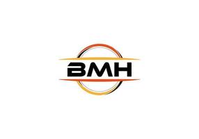bmh lettera reali ellisse forma logo. bmh spazzola arte logo. bmh logo per un' azienda, attività commerciale, e commerciale uso. vettore