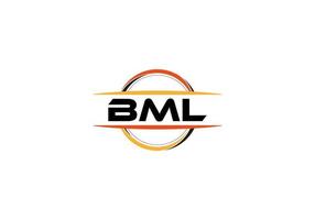 bml lettera reali ellisse forma logo. bml spazzola arte logo. bml logo per un' azienda, attività commerciale, e commerciale uso. vettore