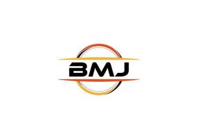 bmj lettera reali ellisse forma logo. bmj spazzola arte logo. bmj logo per un' azienda, attività commerciale, e commerciale uso. vettore