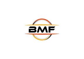 bmf lettera reali ellisse forma logo. bmf spazzola arte logo. bmf logo per un' azienda, attività commerciale, e commerciale uso. vettore
