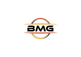 bmg lettera reali ellisse forma logo. bmg spazzola arte logo. bmg logo per un' azienda, attività commerciale, e commerciale uso. vettore
