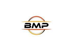 bmp lettera reali ellisse forma logo. bmp spazzola arte logo. bmp logo per un' azienda, attività commerciale, e commerciale uso. vettore