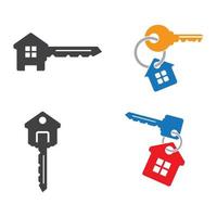 set di design del logo chiave di casa vettore