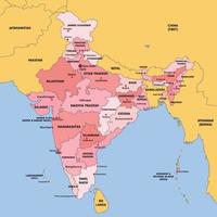 India carta geografica con circostante frontiere vettore