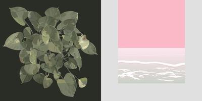 foglia di araceae e design minimale rosa pastello vettore