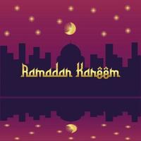 Ramadan kareem, moschea, lanterna, Luna e stelle movimento grafico. semplice musulmano sfondo vettore