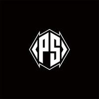 ps logo monogramma con scudo forma disegni modello vettore