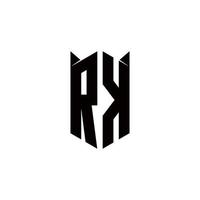 rk logo monogramma con scudo forma disegni modello vettore