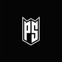 ps logo monogramma con scudo forma disegni modello vettore