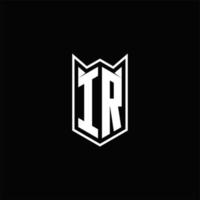 ir logo monogramma con scudo forma disegni modello vettore