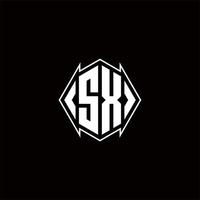 sx logo monogramma con scudo forma disegni modello vettore