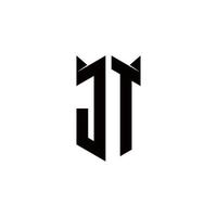 jt logo monogramma con scudo forma disegni modello vettore