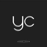 yc iniziale lettera Diviso minuscolo logo moderno monogramma modello isolato su nero bianca vettore