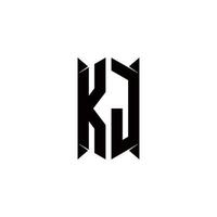 kj logo monogramma con scudo forma disegni modello vettore