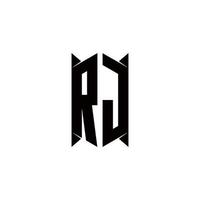 rj logo monogramma con scudo forma disegni modello vettore