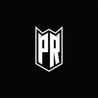 pr logo monogramma con scudo forma disegni modello vettore