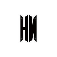 hn logo monogramma con scudo forma disegni modello vettore
