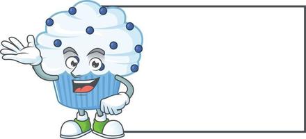 vaniglia blu Cupcake cartone animato personaggio vettore