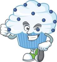 vaniglia blu Cupcake cartone animato personaggio vettore