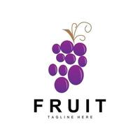 uva logo, azienda agricola frutta vettore, fresco viola frutta disegno, uva Prodotto icona, frutta negozio vettore