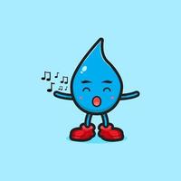 simpatico personaggio di acqua che canta acqua fumetto icona vettore illustrazione