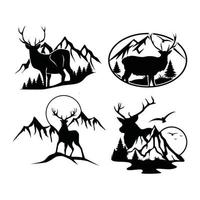 cervo montagna logo silhouette. cervo a caccia logo. a caccia stagione, a caccia camicia design vettore