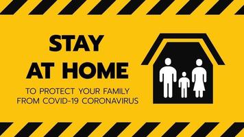 vettore di rifugio sul posto o famiglia stare a casa o auto quarantena sfondo giallo segno con nastro adesivo. per controllare il coronavirus o il covid 19 che diffonde l'infezione secondo la politica del governo.