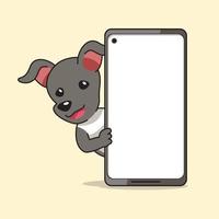 cartone animato personaggio levriero cane e smartphone vettore