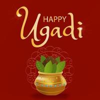 contento Ugadi con tradizionale per India, nuovo anno Festival Ugadi isolato rosso sfondo vettore