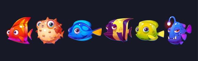 carino cartone animato pesce isolato subacqueo personaggi vettore