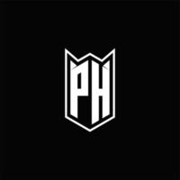 ph logo monogramma con scudo forma disegni modello vettore