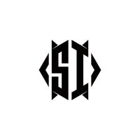SI logo monogramma con scudo forma disegni modello vettore
