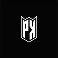 pk logo monogramma con scudo forma disegni modello vettore